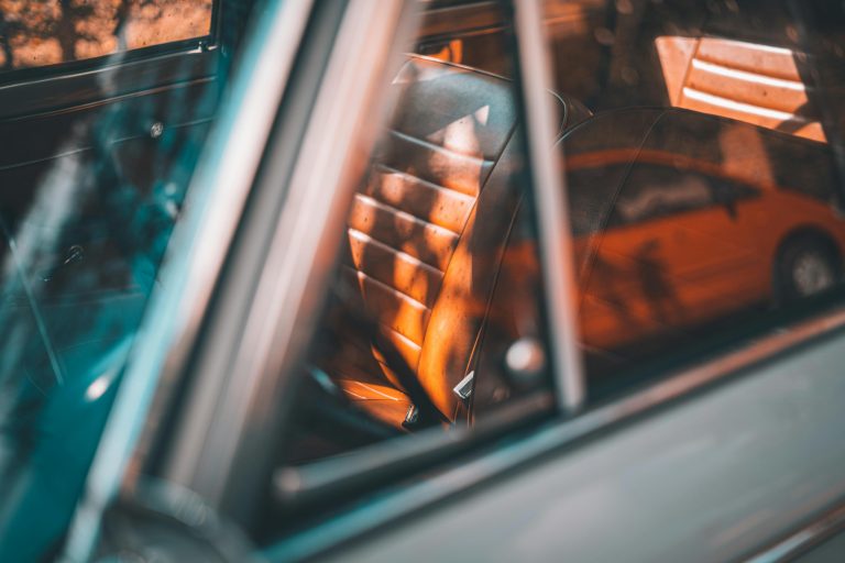 Leather car seat, brown tone